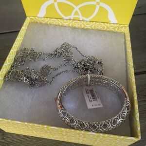 Kendra Scott Abbie Cuff Filigree Bracelet And Nemera Long Logo Necklace